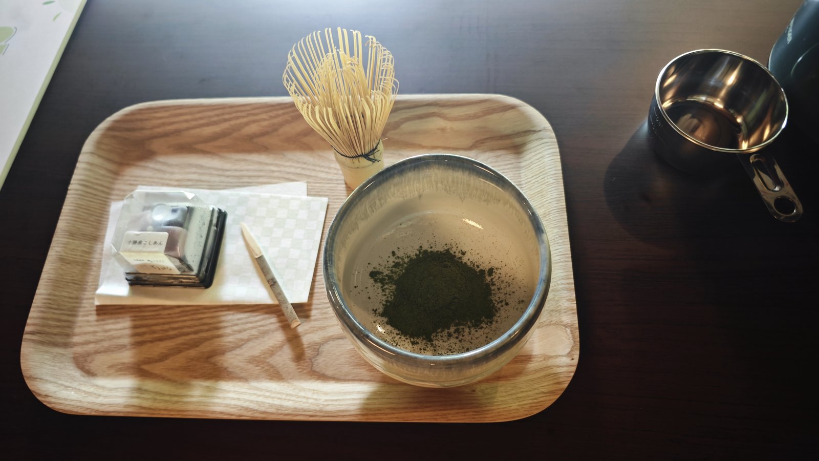 Matcha set with nerikiri, the seasonal wagashi sweet