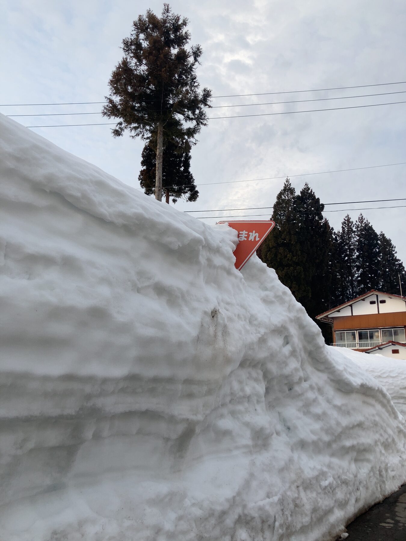 雪に埋もれた標識 · 中坪集落の冬